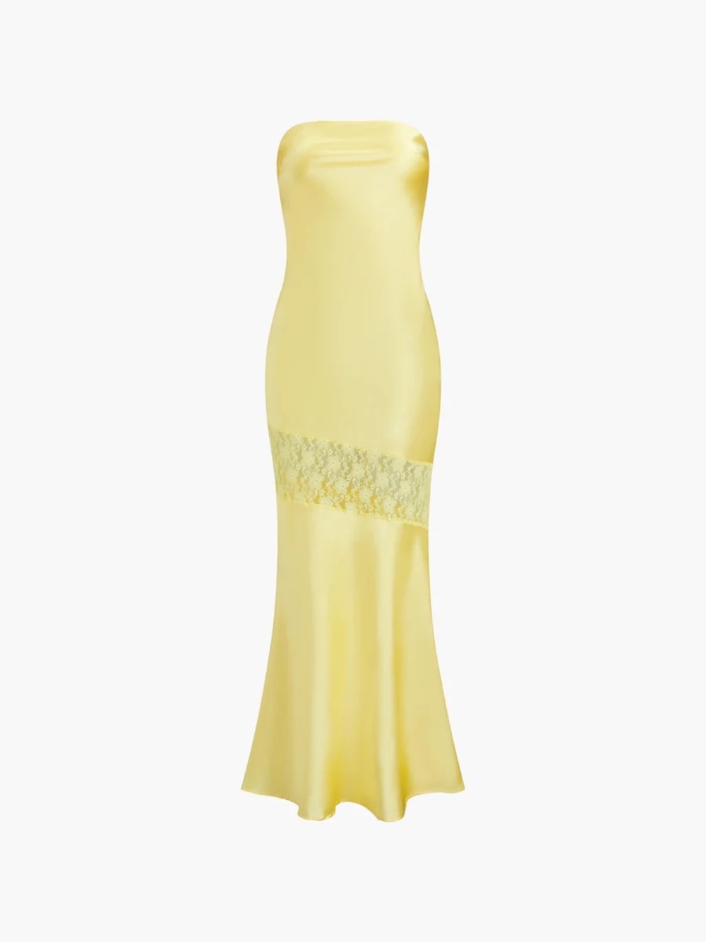 Yellow Strapless Satin Maxi